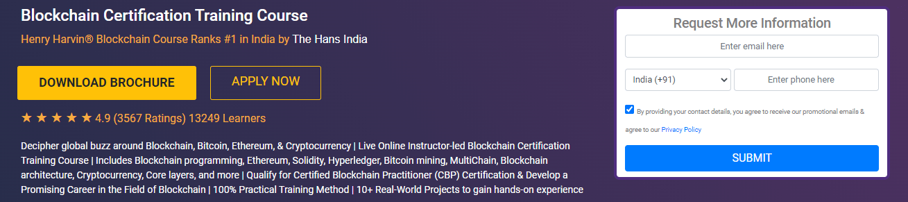 Blockchain courses in India by Henry Harvin