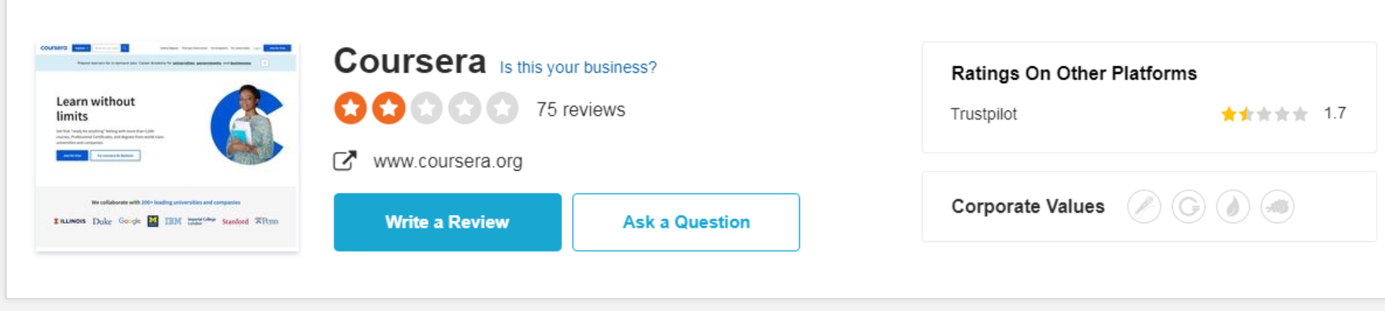 Coursera Reviews on SiteJabber