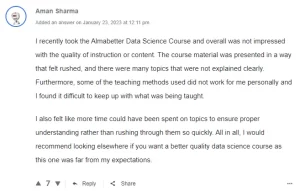 AlmaBetter Data Science Course Reviews