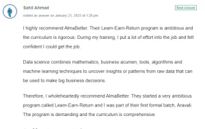 AlmaBetter Data Science Course Reviews
